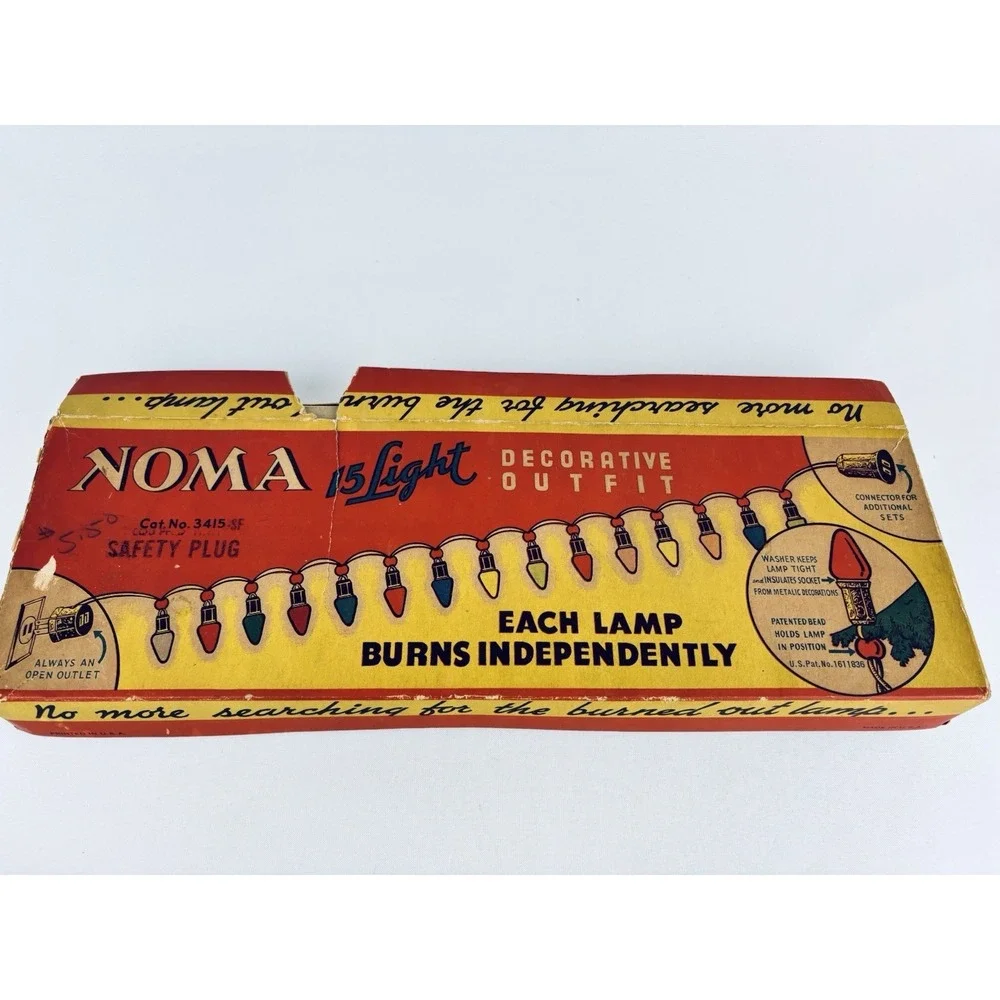 Vintage 1940s Noma Christmas Light Sets  Lamps 15 Light Strings Works  #3415